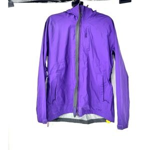 Outdoor Research Womens Purple Full Zip Hooded Rain Jacket Shell Large